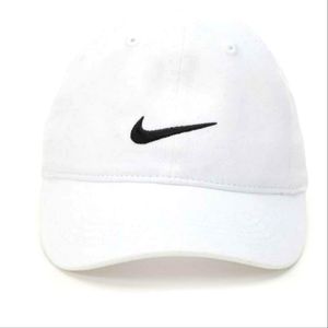 White Nike Solid Swoosh Cotton Youth Baseball Cap 🆕 White Nike Hat
